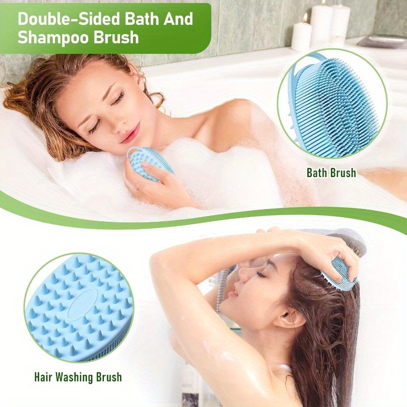 27, 5 long handle shower brush with curved design - soft body scrubber for wet or dry use, ergonomic back scrubber for hard-to-reach areas, gentle exfoliating brush for bathroom & shower, no battery needed, shower scrubber, curved handle, durable scrubber Product details 1
