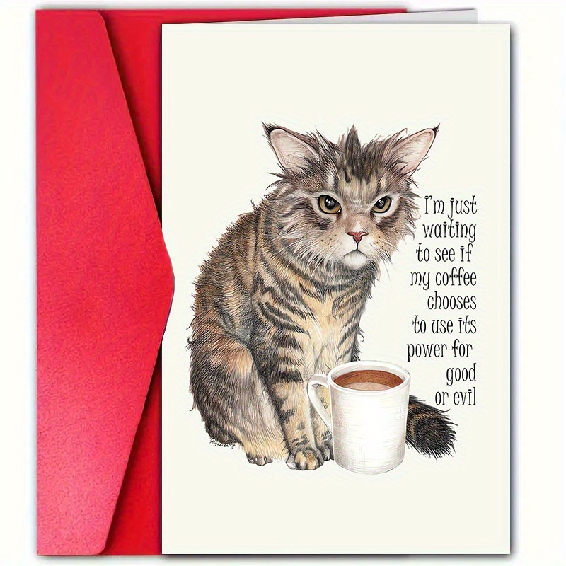 TEMU 1pc, Fun Birthday Card With Envelope, Suitable For Family, And Daughters, Girlfriends And , Cat Lovers, Birthday Decorations, High Quality For ,