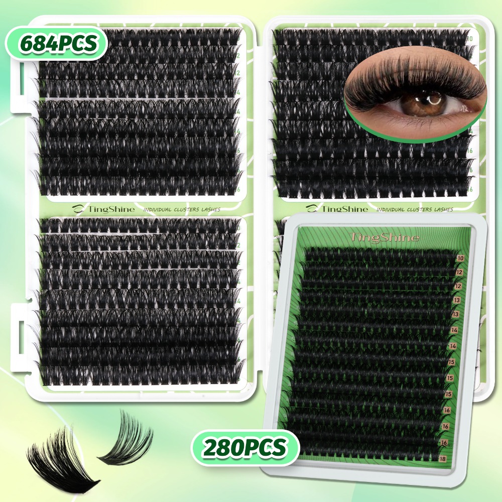 684pcs 280pcs eyelash book set all in   easy to apply beginner friendly ultra soft fluffy dense long lasting     party natural to dramatic   reusable comfortable lash clusters