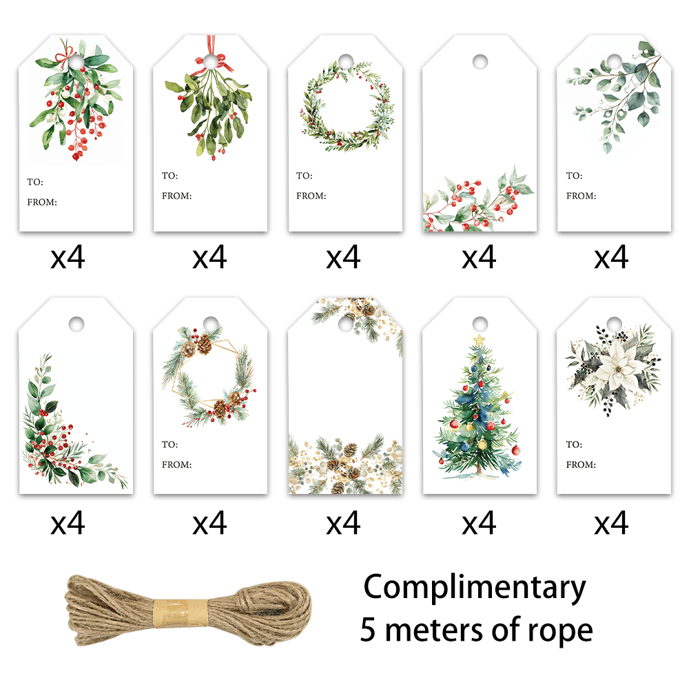 TEMU 40 pezzi, Etichette regalo natalizie minimaliste, Albero di Natale, Retro Halloween, Regali per degli Insegnanti, a scuola, Natale, Regali per a