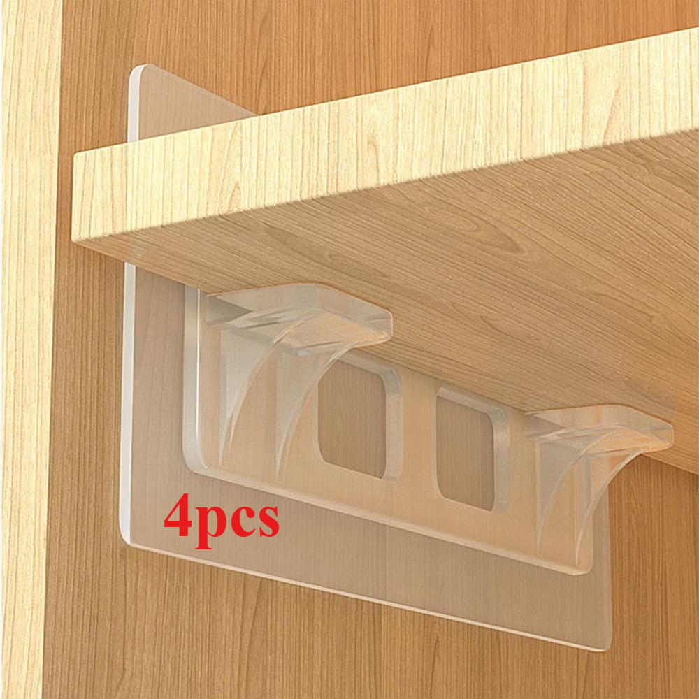 TEMU 4pcs Heavy-duty Self-adhesive Shelf Support Pegs Suitable For Closets & Showcases, No Drill Installation, Adjustable Reusable Adhesive Shelf