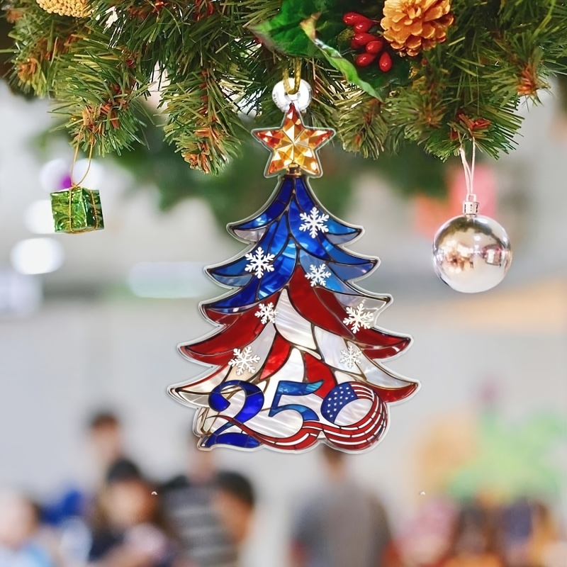 TEMU 2d Flat, 5pcs Set, Collectible No. 250th Anniversary U.s. Commemorative Ornament 1776-2006 - Patriotic American Flag Christmas Tree Decoration