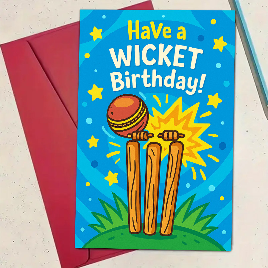 TEMU 1pcwicket Birthday Card For Cricket Fans, Sports Enthusiasts, Fun And Unique Gift For Special Occasionsenvelope Greeting Card
