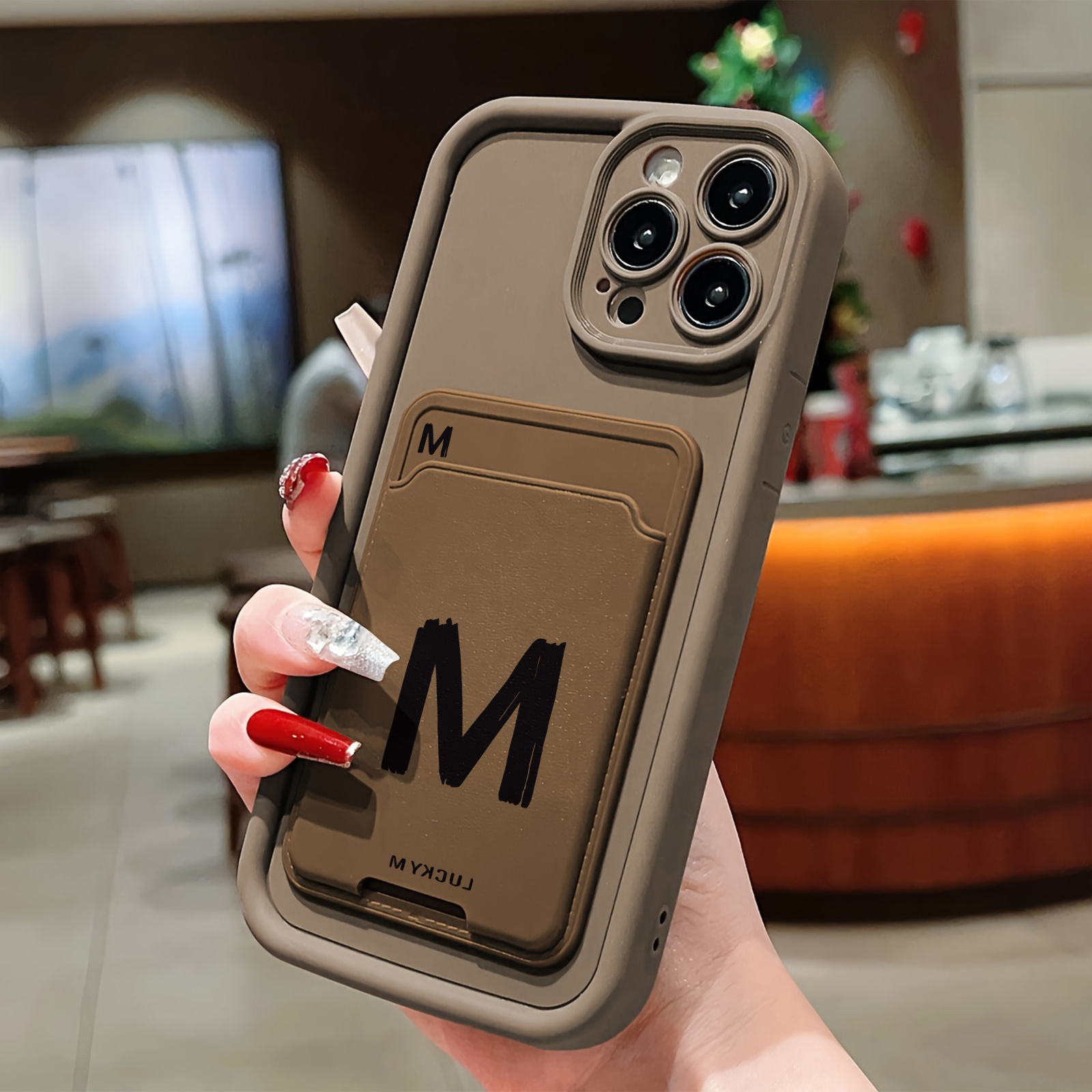 TEMU Phone Case: The Product Is A 2d Image, Not A 3d Image. 2pcs Set: Brown Self-adhesive Card Holder/card Slot Phone Case/card Insert Holder With