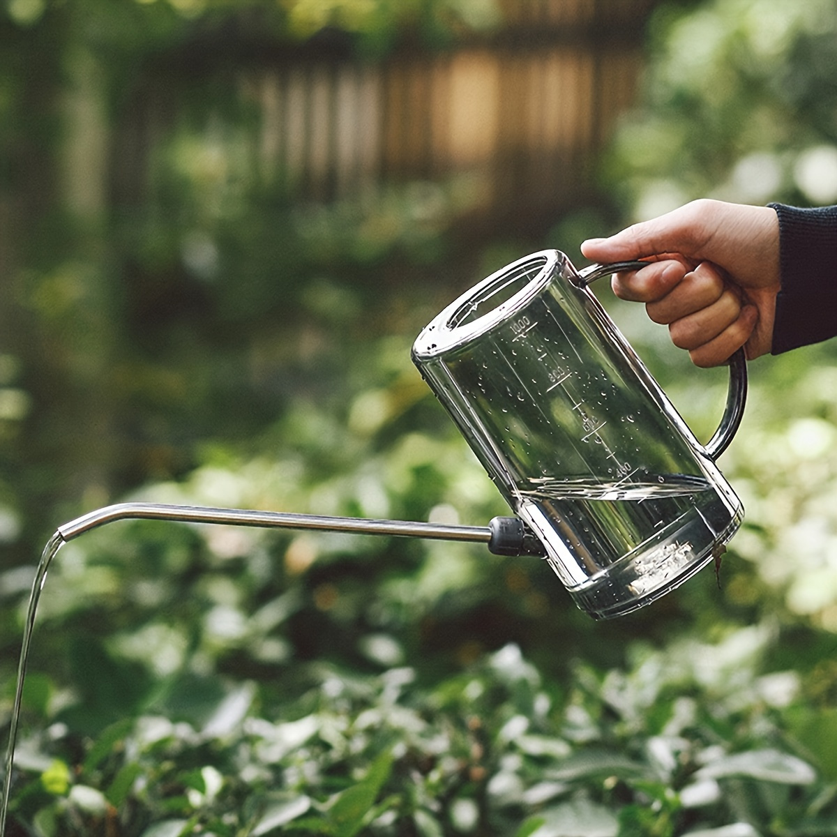 

Ergonomic Stainless Steel Watering Can With Long Spout, Plastic, , Water-saving, For Indoor Plants & Small To Medium Gardens