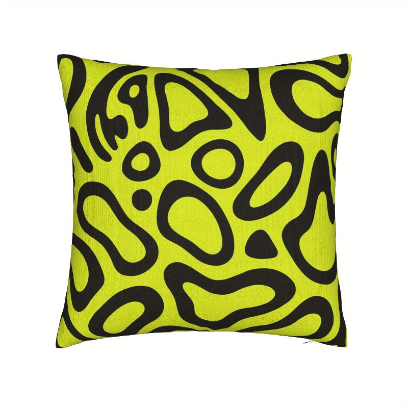 TEMU 1pc Green Striped 01 Decorative Pillowcase - Lime Green And Black Abstract Pattern, Soft Machine Washable Fabric, Zipper Closure, Insert Not