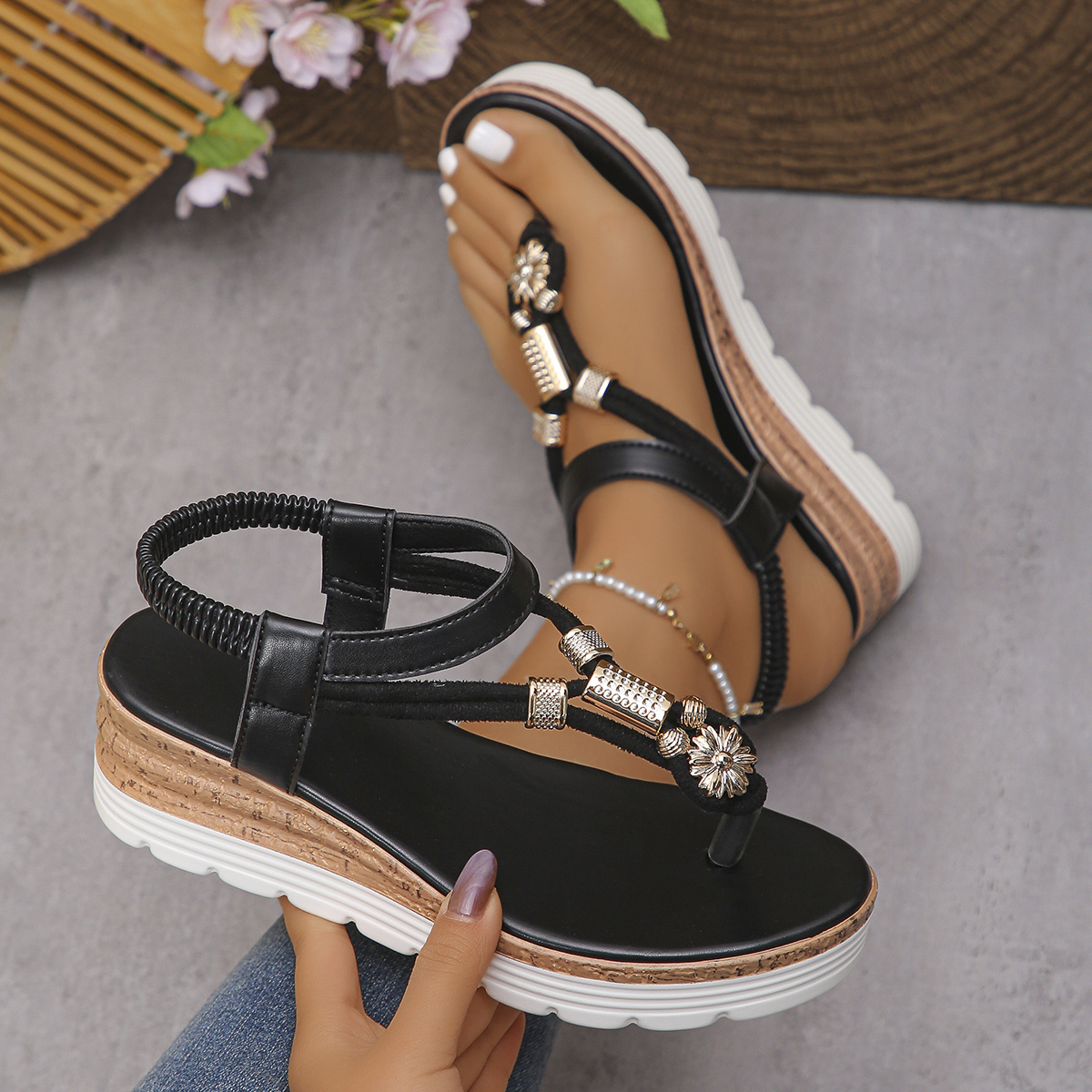 new summer womens sandals with thick soles and open toes   casual wear stylish and versatile for dresses ideal for the beach Product details 6