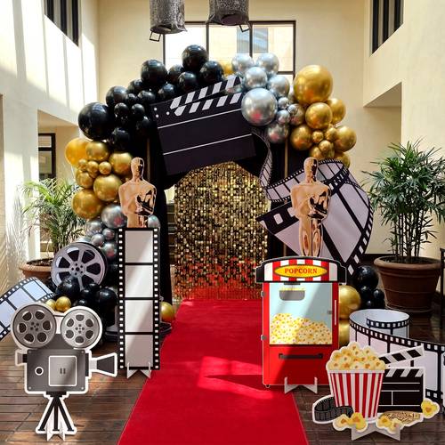 4pcs large 20 x 30 movie night cardboard cutouts party decorations red carpet party yard signs decoration for photo booth props movie theme events birthday decor