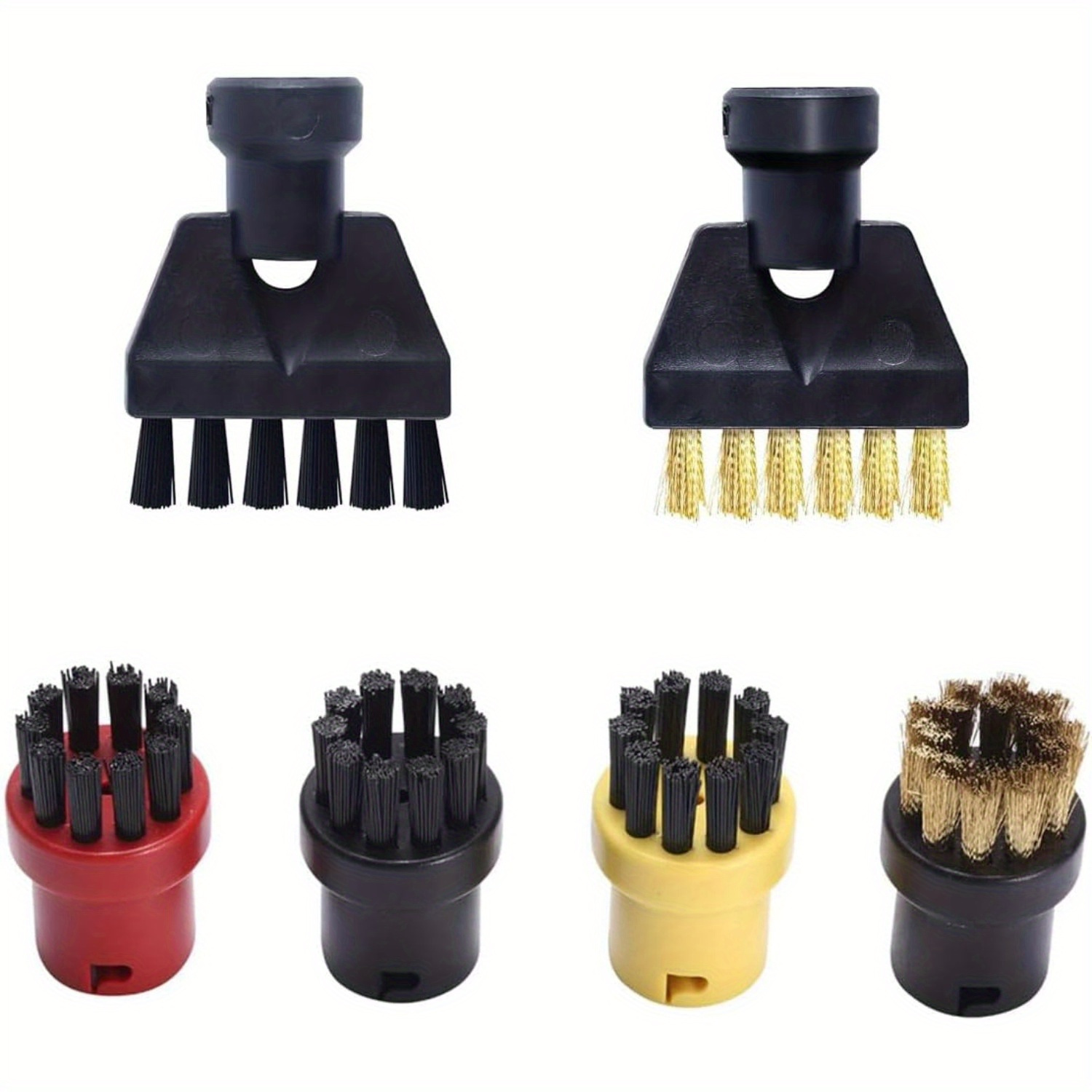 E-shop 6-teiliges Set Rundbürste Flachbürste, Nylon Messing Dampfreiniger Zubehör, geeignet für SC1 SC2 CTK10 SC3 SC4 SC5 SC7, Badezimmerzubehör