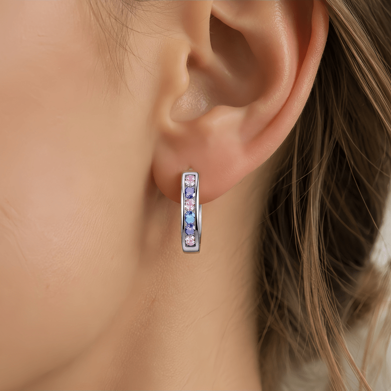 Women's Multicolor Zirconia Huggie Hoop Earrings, Elegant Style