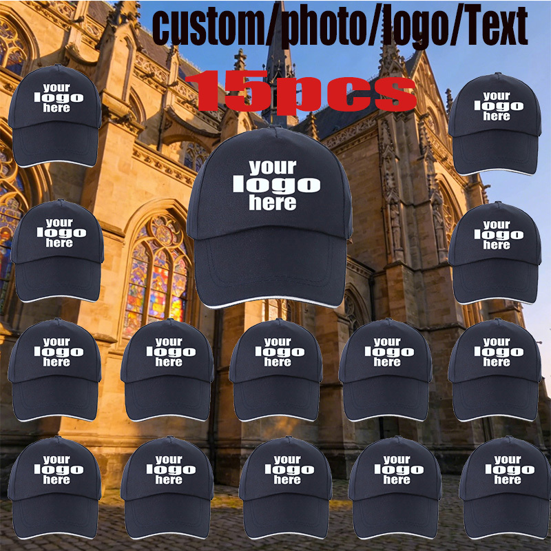TEMU 15pcs Personalized Custom Baseball Caps With Diy Logos, Comfortable For Everyday Wear, Available In 10 Colors, Adjustable Photos And Text,