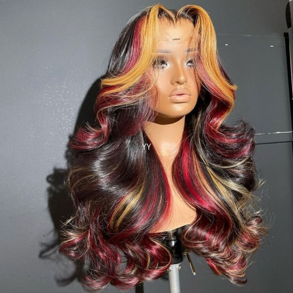TEMU Highlight Lace Front Wig Curly Wave Hair Glueless Wigs Pre-plucked Hairline 13x4 Free Red Blonde Black Loose Curly Lace Frontal Wigs Comfortable