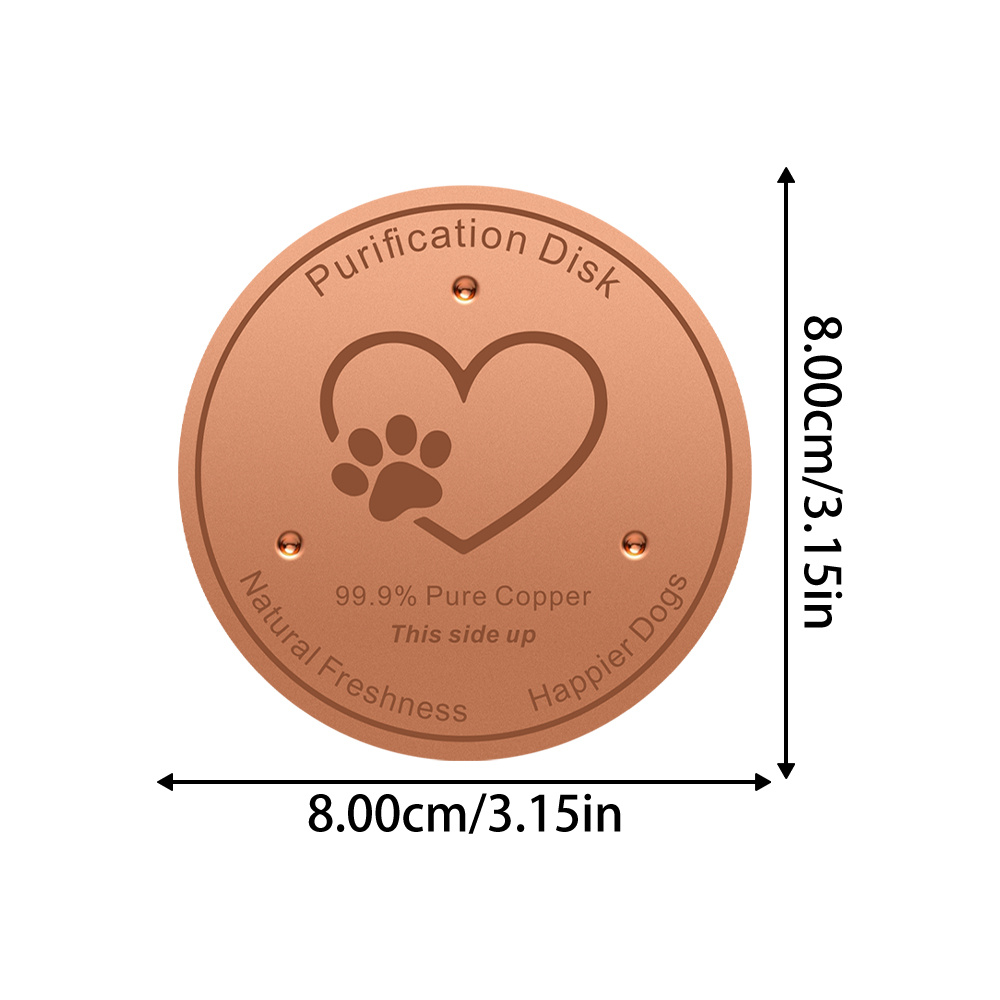 TEMU 1pc 99.9% Pure Copper Round Disk For Dog Water Bowl Natural Freshness Keeping Plate With Large Minimalist Paw Print Print Pet Drinking Bowl