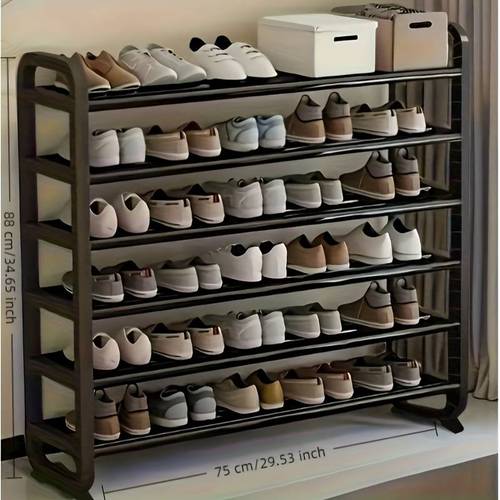5 6 tier heavy duty foldable shoe rack with expandable shelves non slip base suitable for entryway dorm apartment space saving stackable shoe cabinet with floor wall mountable easy assembly plastic frame shelves for shoes standing shelf