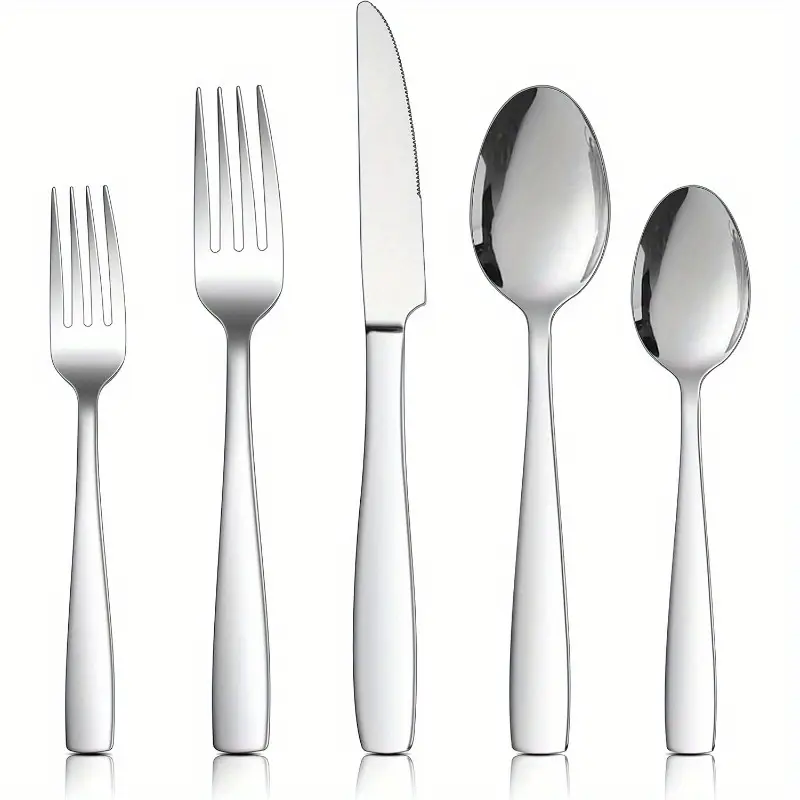 18 10 stainless steel flatware set for 4 20pcs modern silverware cutlery set fancy square eating utensils forks spoons tableware for home wedding entertaining dishwasher safe Product details 0