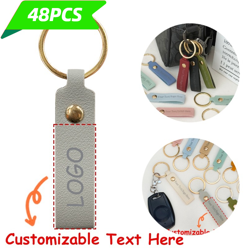 TEMU 48 Custom Engraved Faux Leather Keychains, Personalized Name Key Rings With Metal Rings, Anti-lost Id Tags, Suitable For Car Key Bags, Birthday