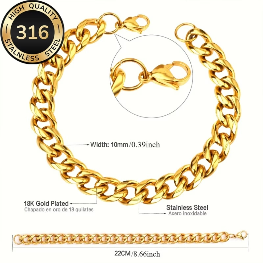 Men's Retro Stainless Steel Cuban Link Bracelet