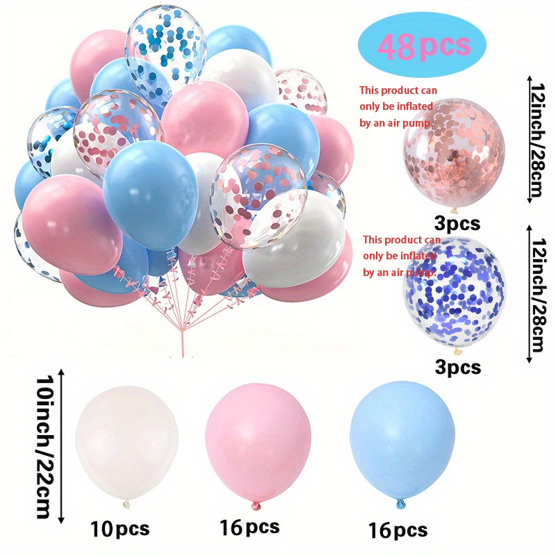 Image of 48pcs Of , Blue, And White Confetti Latex Balloons - Featuring Of , Perfect For Birthday Celebrations, Weddings, Gender Reveal Parties, Halloween, And Christmas Decorations For Christmas
