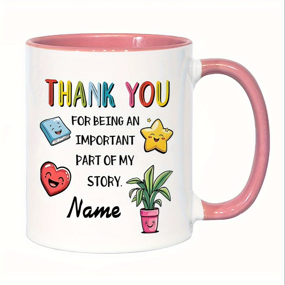 1pc ceramic mug 1 custom coffee cup personalized name and message   star book plant patterns birthday graduation christmas teachers day gift double sided printing commemorative cup for teachers  