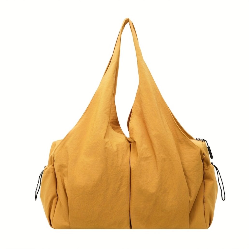 TEMU Japanese-style Women's Tote Bag, Minimalist Large Capacity Nylon Material, Elegant For Commuting, Travel, And Formal Occasions, Black & Beige,