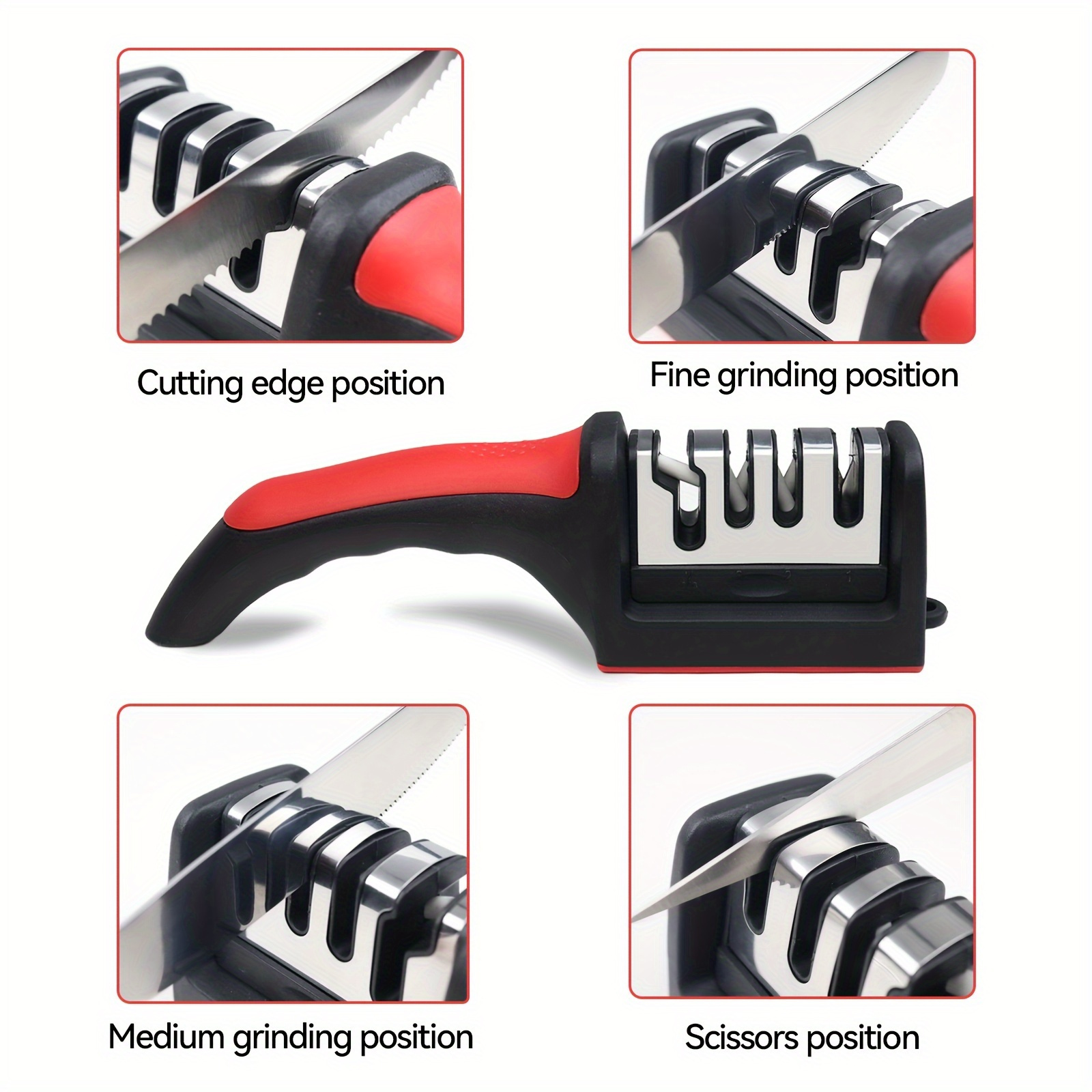 Knife Sharpener, 3-stage Kitchen Whetstone, Ceramic Knife Sharpening Tool, Sharpener in Box Set