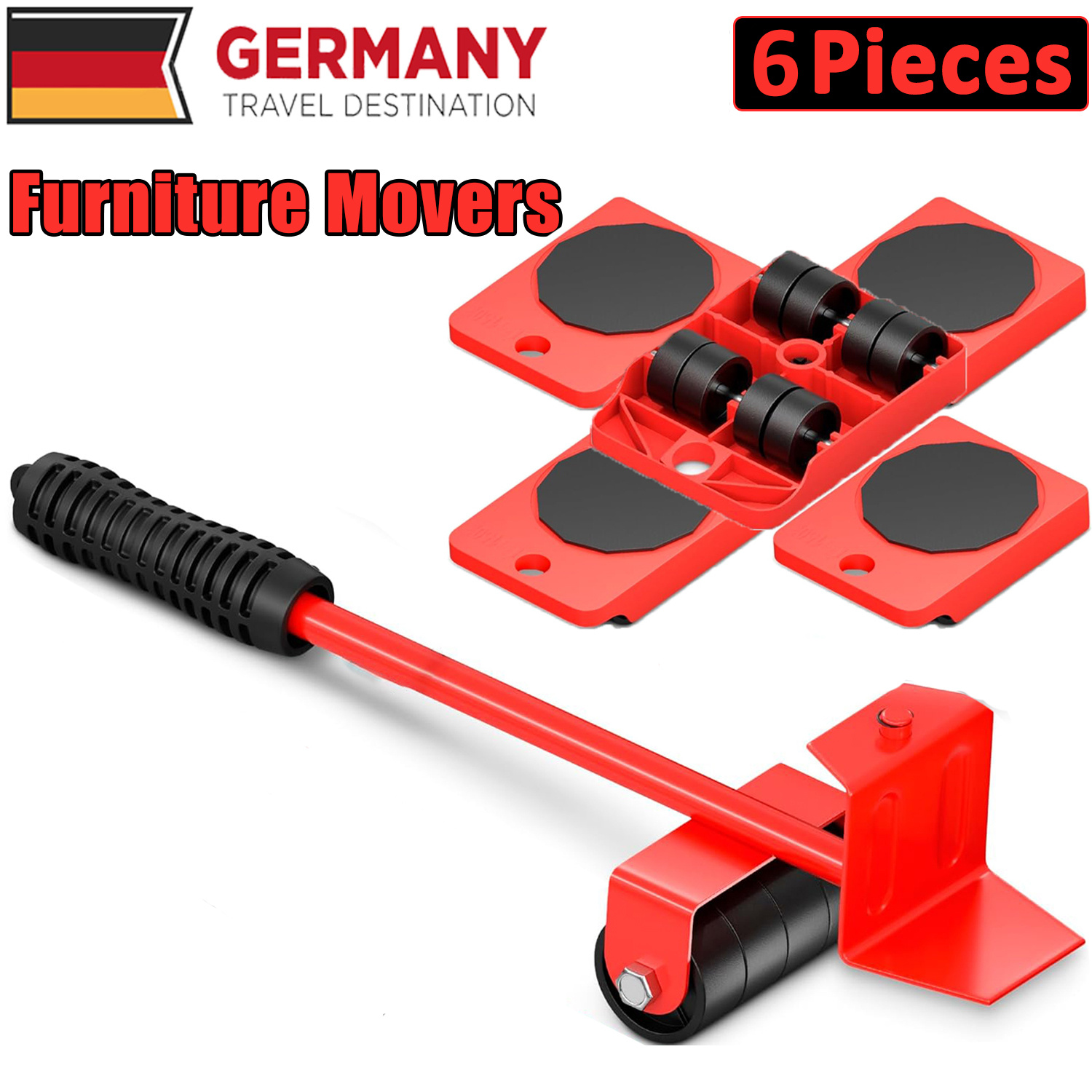 Image of 6pcs Set Furniture Lifter, Furniture Roller, Furniture Castors, Transport Rollers, Furniture Transport Castors, Furniture Gliders, Moving Aid Set, Heavy Duty For Furniture, With , Safe And Easy