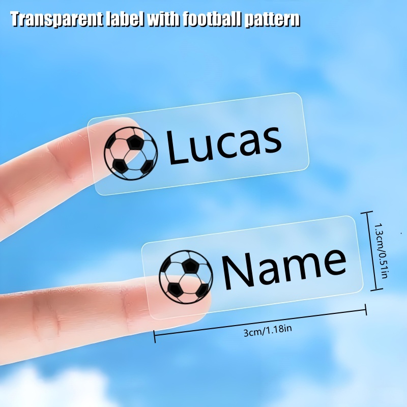 TEMU Custom Football Pattern Transparent Labels, Personalized Name Stickers, Suitable For Office Supplies, Daily Necessities, Water Bottles, Lunch