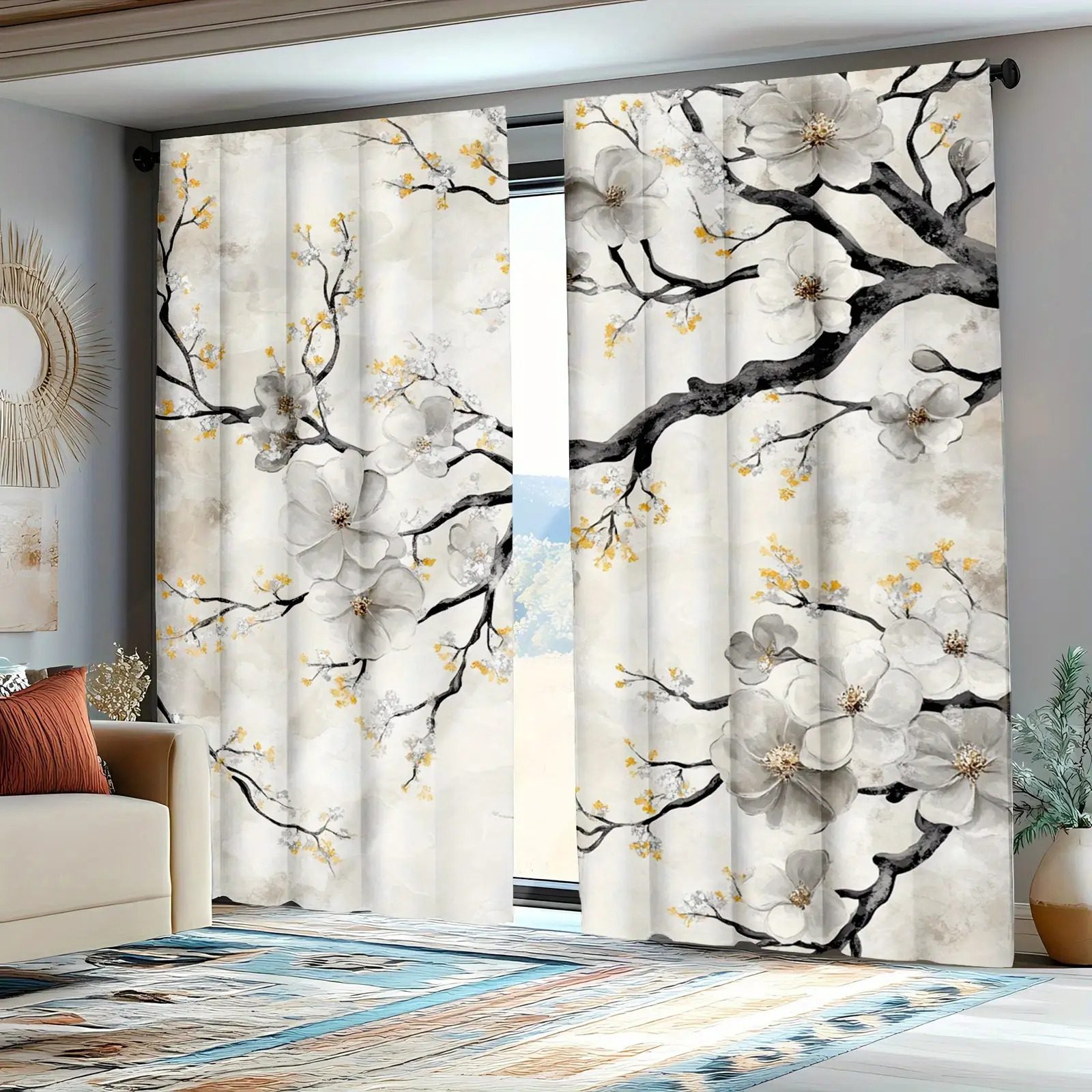 TEMU Set Of 2 Panels White Blackout Thermal Insulated Curtains - Grommet Top Blackout Drapes For Bedroom & Living Room, & Pet Window Treatments,