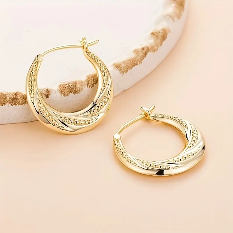 925 silvery hoop earrings 18k golden plated ladies rotating ball design simple   fashion personality trend comfortable daily wear give to mom partner daughter friend   your heart any holiday christmas birthday anniversary Product details 2