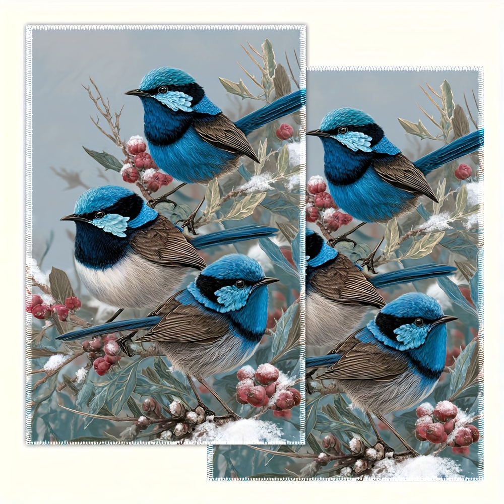 TEMU 2pcs Australian Kitchen Towels - 16x24 Inch Vintage Bird Napkins, Polyester Holiday Decor, And , Home Gift, For Kitchen, Bathroom, Bar -