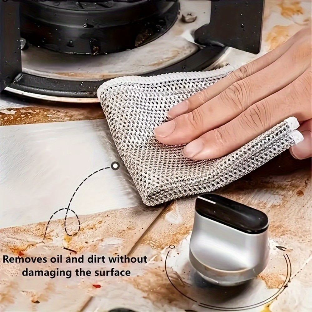 10pcs Multi purpose metal dishwashing cloth - double-sided durable scrubbing pad, suitable for kitchen cleaning, tableware, and stoves 10-40pcs dishwashing cloth