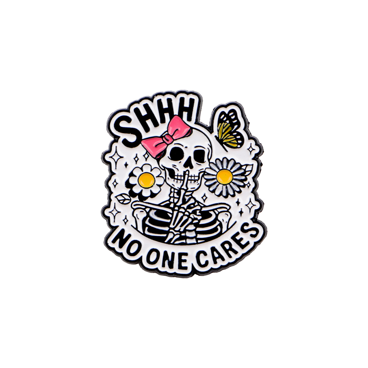 TEMU 1pc No 1 Cares Skeleton Lapel Pins For Backpacks Jewelry Badges Badges On Backpack Enamel Pin Brooches Gift Briefcase