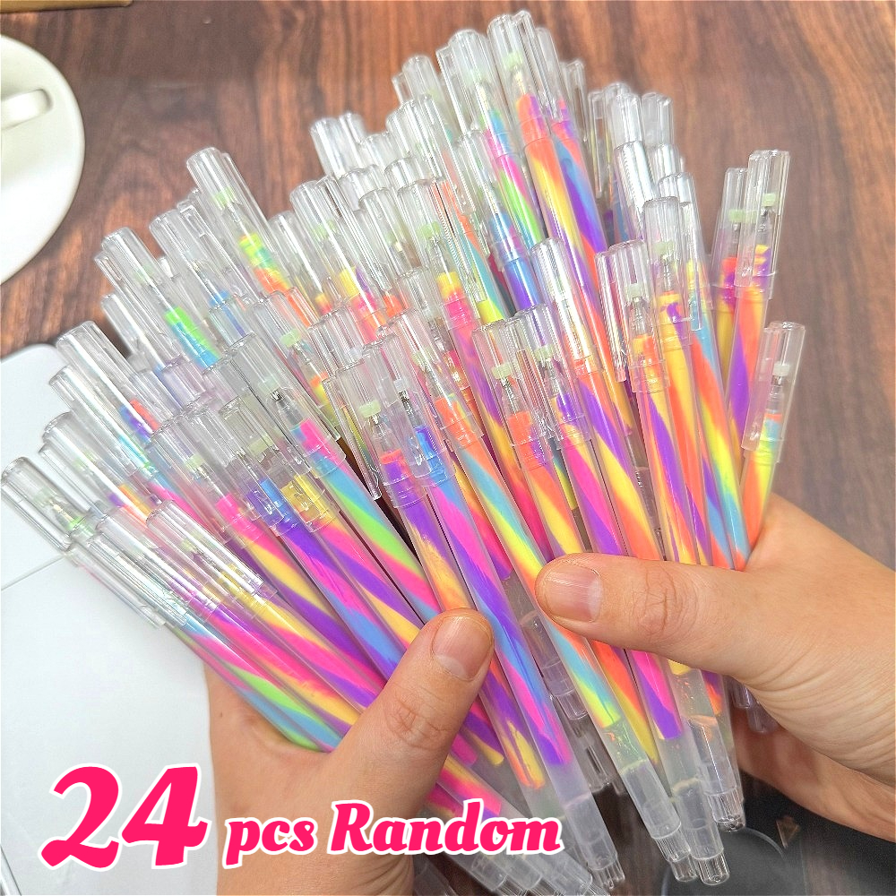 TEMU Random 24pcs Neon Shimmer Pastel Gel Pens | Vibrant Mixed Colors, Journaling, Greeting Cards, Crafts, Scrapbooking, Drawing, Notes, And Art