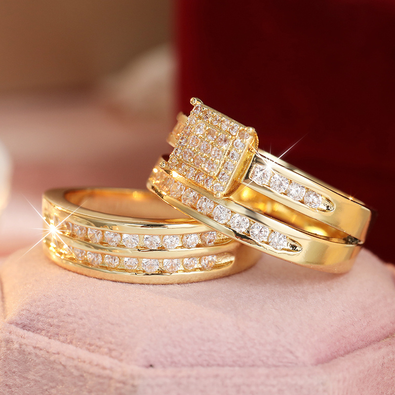 Luxury Shiny Full Paved Synthetic Zirconia Ring Set