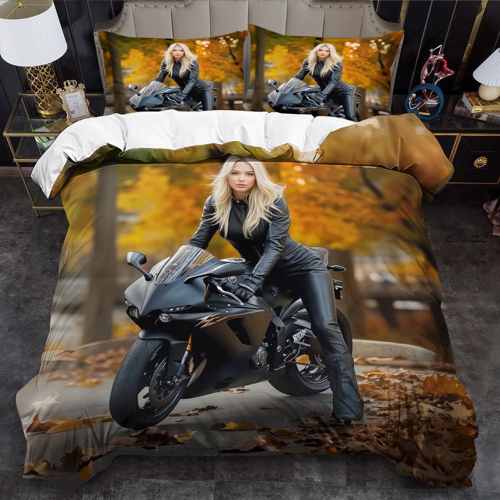 

1 Set Motorcycle Theme Bedding Set - 2/3pcs, , , Washable, , Includes 1 Duvet + 1 Pillowcases (no )