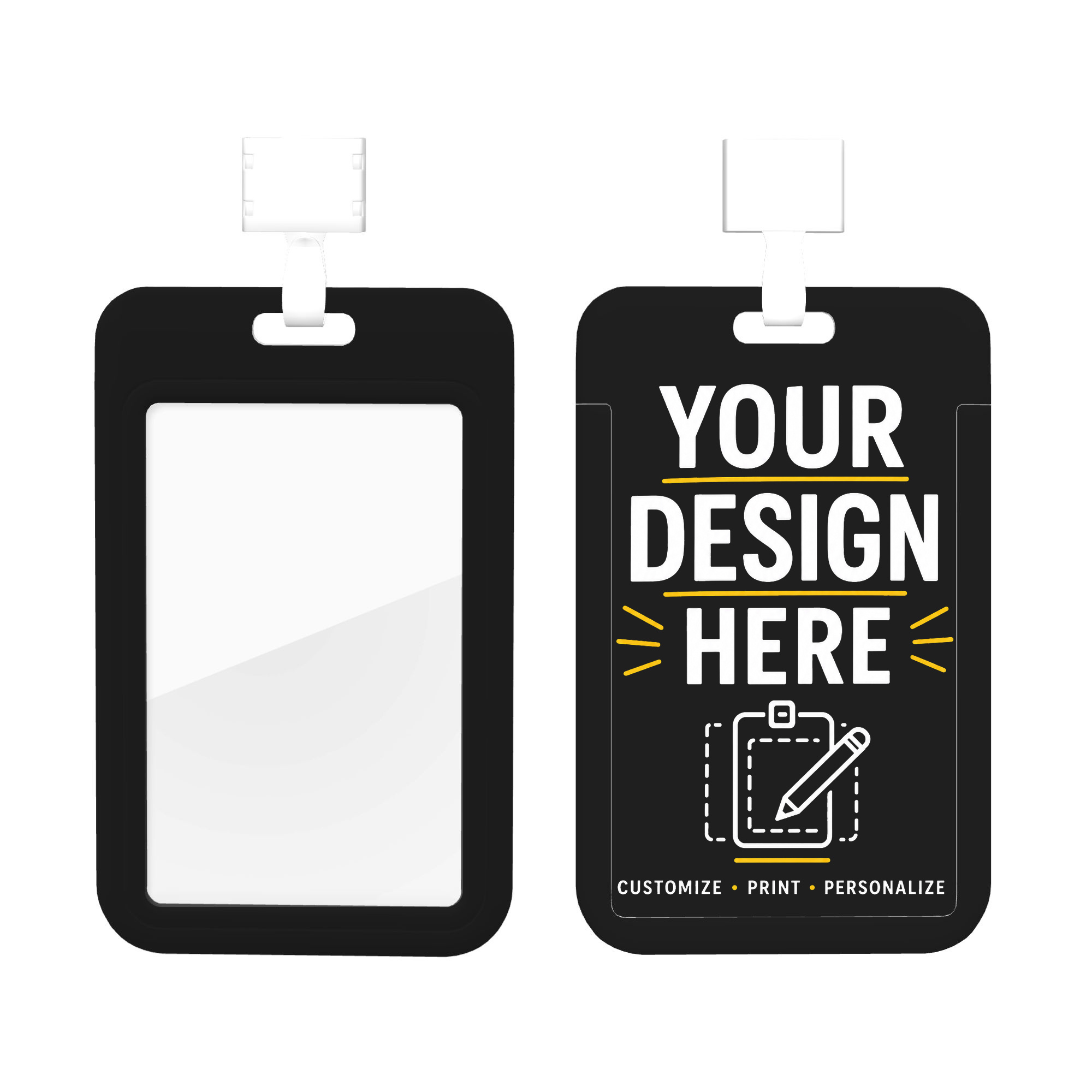 TEMU Portabadge identificativo personalizzato 2D con stampa personalizzata sul retro, porta tesserino con foto e cordino, badge resistente per