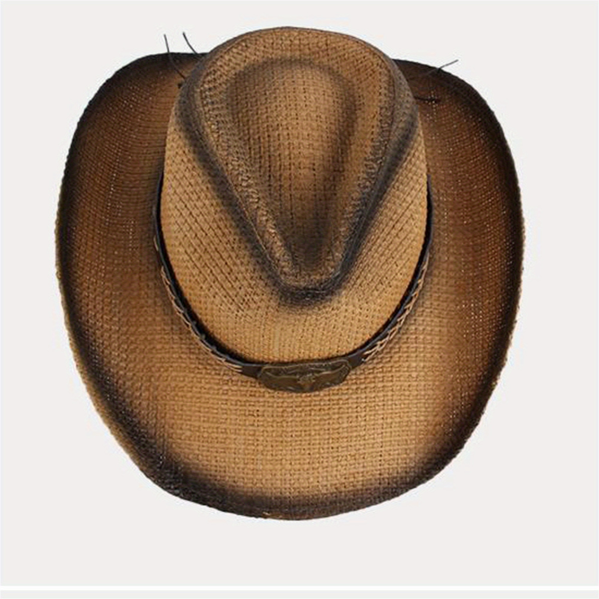6 Pack Western Straw Cowboy Sun Hats with Chin Strap Wide Brim Cooplus Straw Cowboy Hat for Women, Adjustable Chin Strap  main image 3