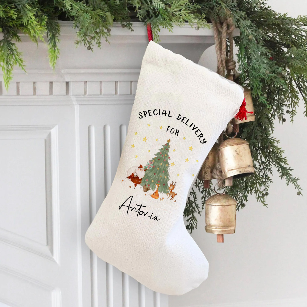 TEMU Personalized Christmas Stocking, Custom Name Santa Sack, Customized Holiday Present Sack, Christmas Eve Gift Bag, Perfectly Fits The Christmas