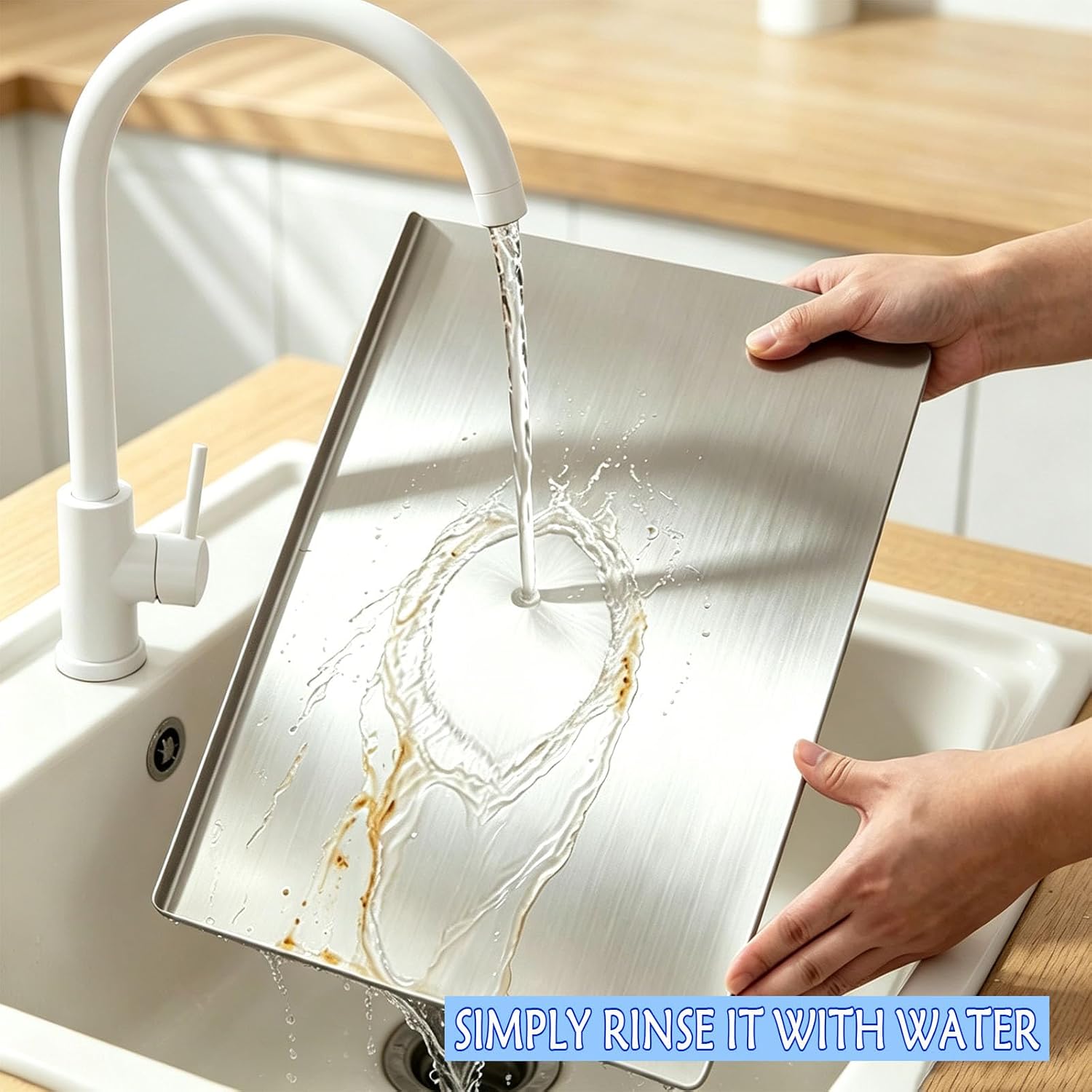 TEMU Planche à découper 2026 en acier inoxydable avec bords antidérapants – Lavable au lave-vaisselle – Idéale pour la préparation en cuisine, de et