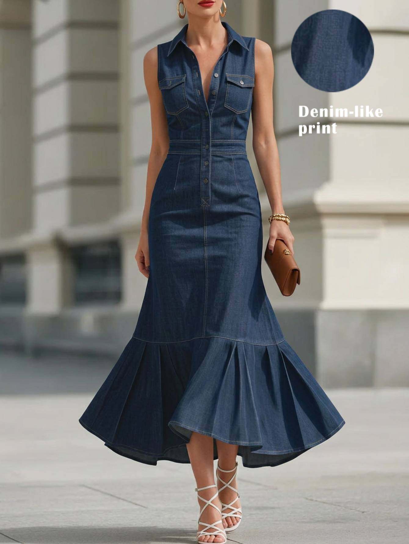 denim fitted dress sold on Temu United States