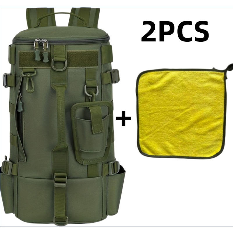TEMU Juego de 2 piezas de mochila multifuncional para pesca al , mochila con almacenamiento para cañas y paño de limpieza, bolso de viaje cruzado