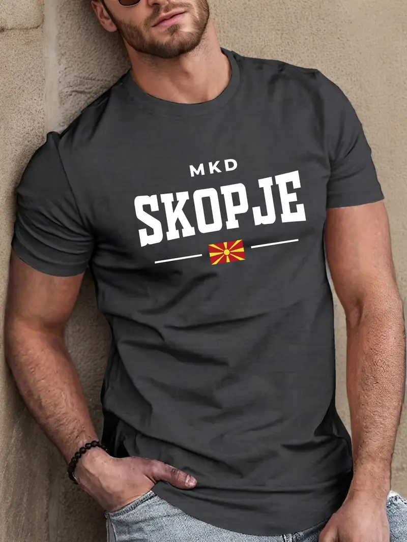 muška casual majica skopje - rukави, okrogla , ljetna majica со дизајн на знамето на северна , лека и удобна, casual ljetna облека | grafitska majica | lekva majica детали 21