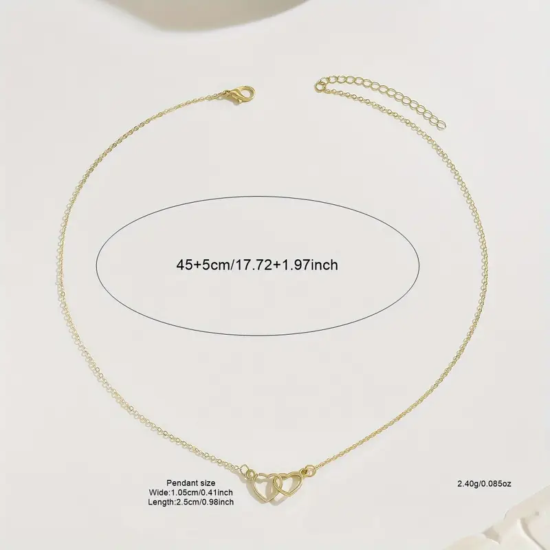 1pc s interconnected hearts pendant necklace minimalist everyday valentines jewelry gift delicate chain for anniversary birthday graduation year round elegant necklace for necklace anniversary gift stylish accessory fine fashion accessory birthday present durable material romantic gift for teenager Product details 4