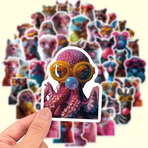 item picture 50pcs blowing bubble animal graffiti stickers super high cost performance sticker pack for water bottles and luggage for roller skating cycling decals bicycle stickers and decorative decals