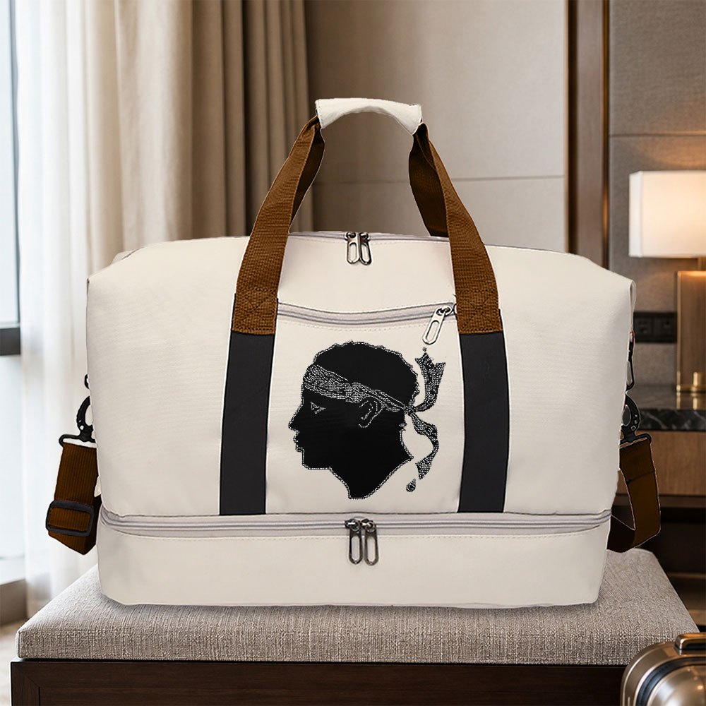 TEMU Sac fourre-tout pour homme Drapeau Corse , grand sac à main de grande , style polyvalent blanc/noir, design d' premium, poche inférieure,