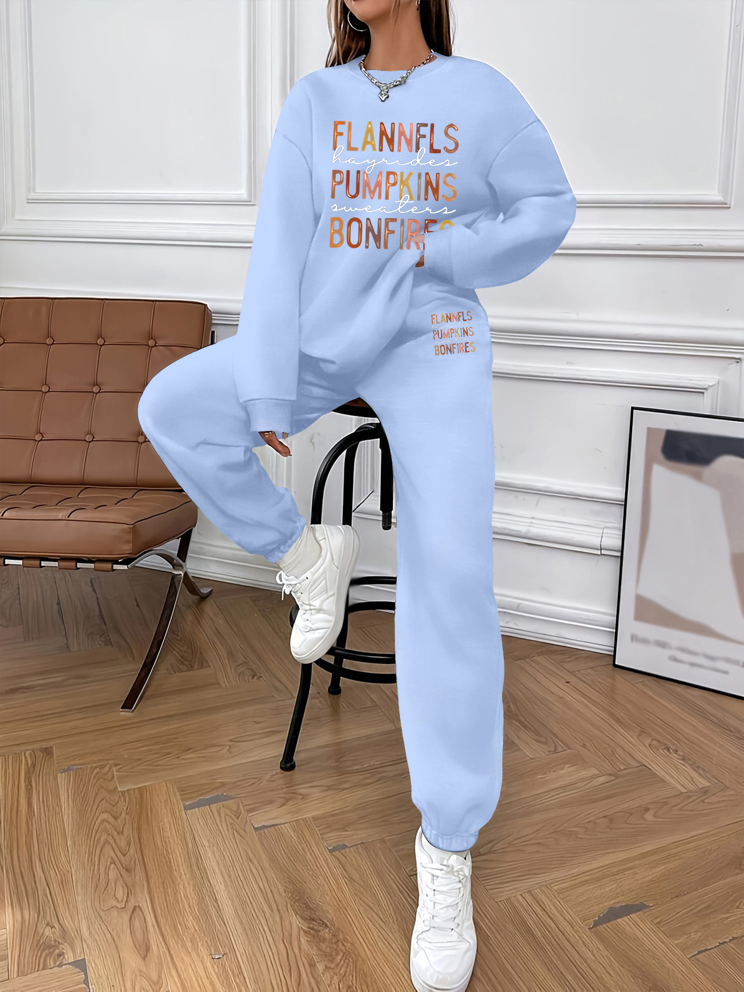 women's casual polyester tracksuit set alphabet print long Temu