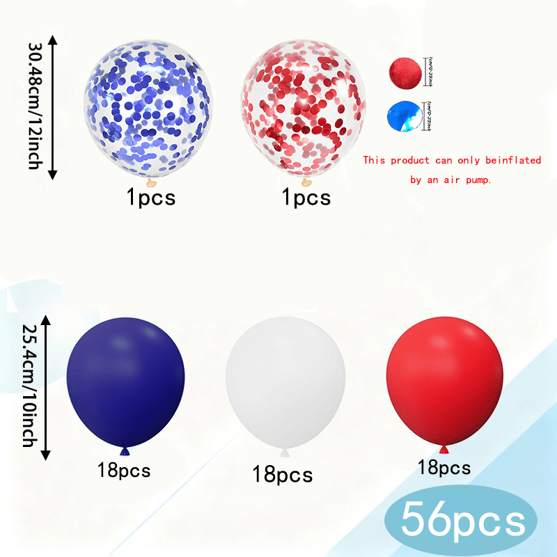 TEMU Set de 56 globos de látex, que azul tinta retro, mate, apagado y globos de látex con y azul, ideal para ceremonias de graduación, fiestas de