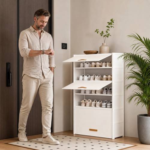 minimalist dust proof shoe cabinet multi layer simple household shoe rack complementing styles door fits for protection transparent panel allows clear visibility of internal footwear