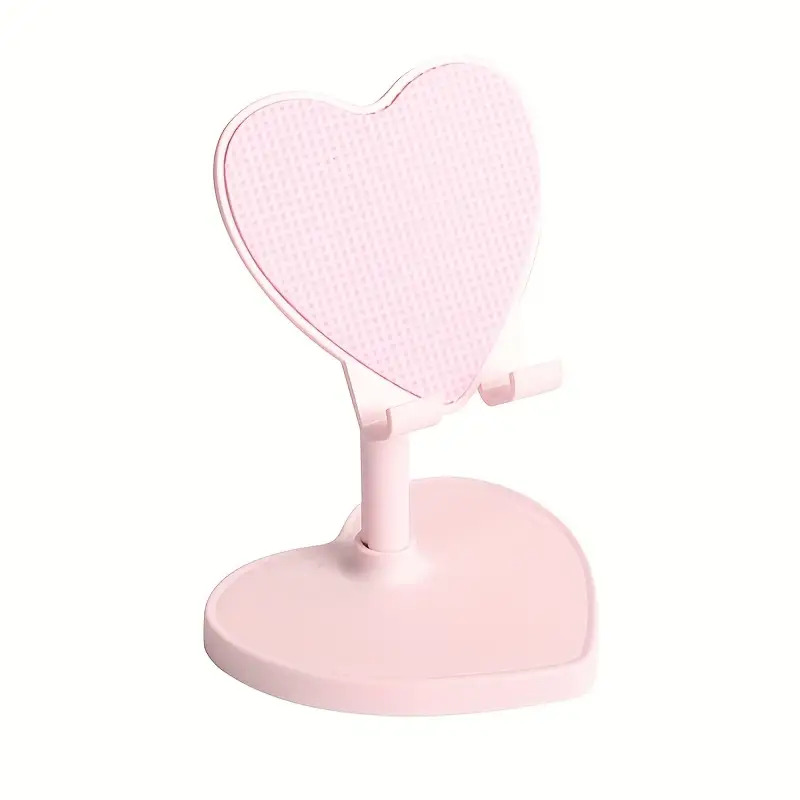 TEMU 1pc Love Heart Phone Holder Desktop Adjustable And Foldable Selfie Stand Universal Mobile Tablet Desk Mount