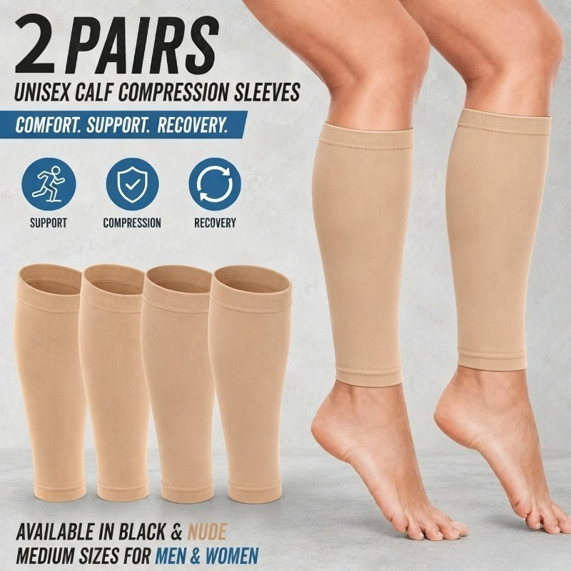 TEMU 2 Paires de Chaussettes de Compression Unisexe pour Genoux, Chaussettes de Soutien pour Jambes, Douces, Élastiques, Confortables, Ajustement
